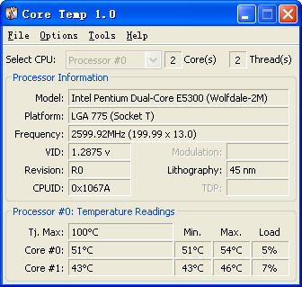 CPU温度检测软件Core Temp