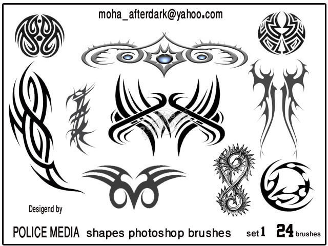 设计师们经常使用神秘纹身,刺青图案photoshop纹饰笔刷素材进行创作