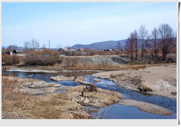 【冰雪消融的家乡小河摄影图片】根河市生态摄