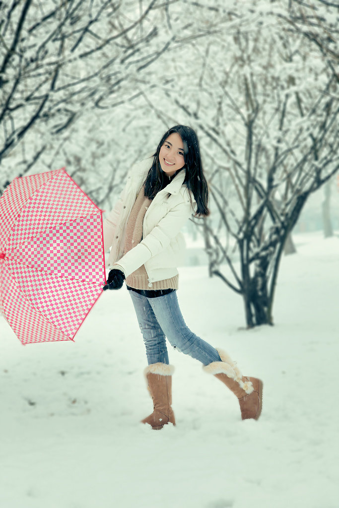 雪中漫步首次雪景人像