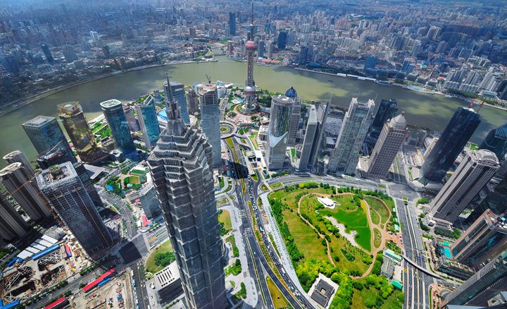 【世界最高观光厅俯瞰上海摄影图片】上海环球