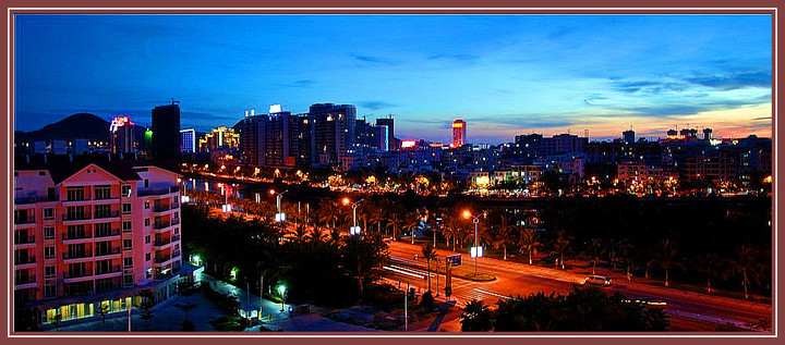 【三亚晚霞摄影图片】海南三亚市区夜景风光摄