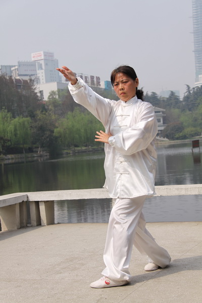 环城公园里的太极女高手!