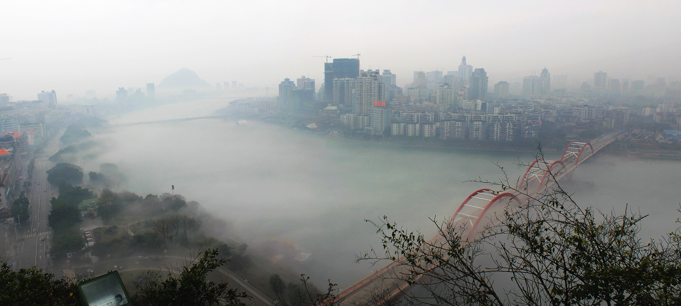 【梦幻般的柳州平流雾摄影图片】市区生态摄影