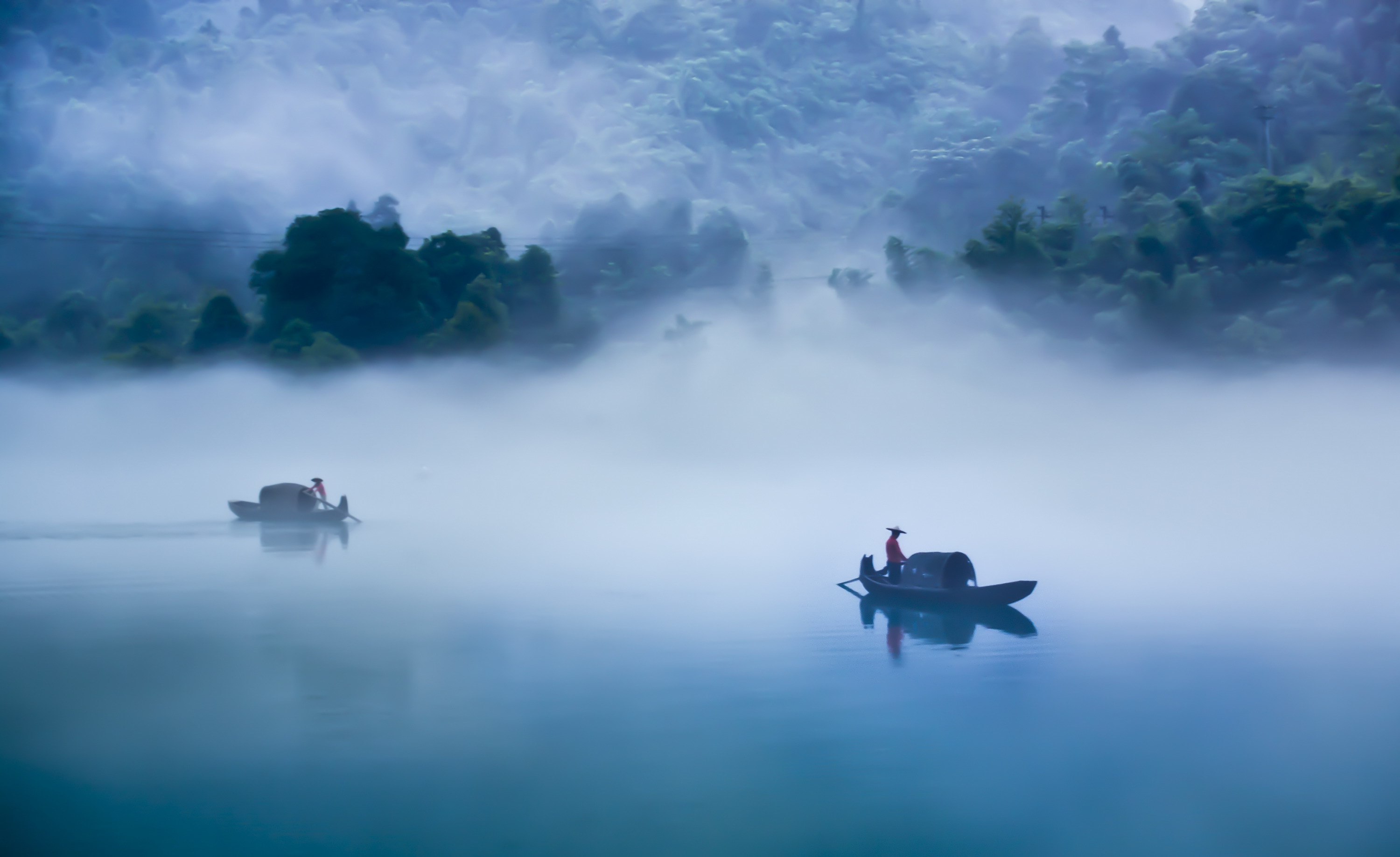 雾锁小东江摄影图片】湖南郴洲风光