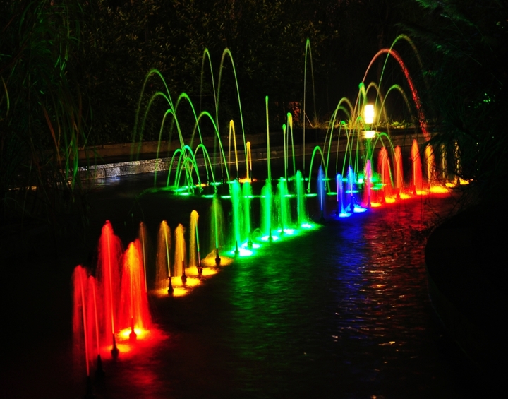 多彩多姿的夜景喷泉