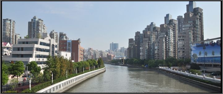 【【上海苏州河流域-普陀区-武宁路桥水域美景