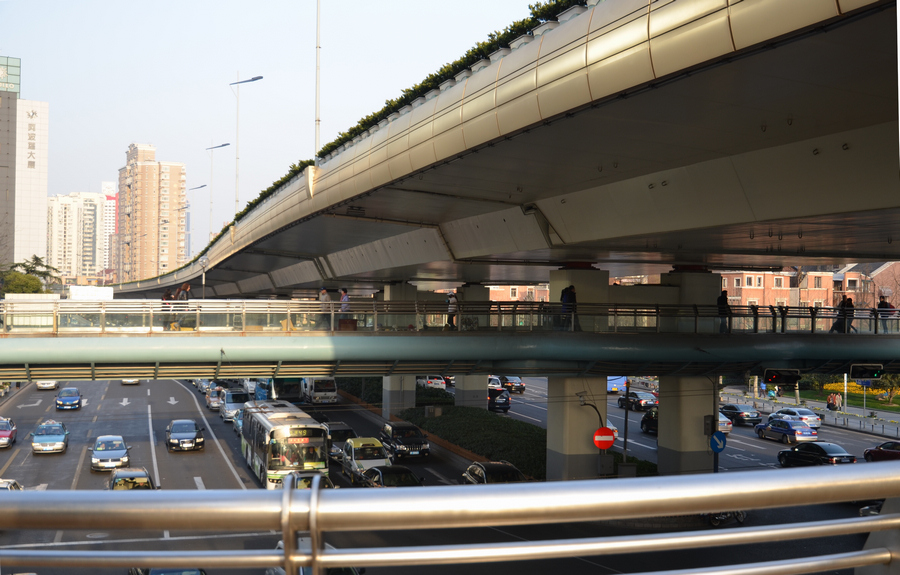 【城市高架桥摄影图片】上海延安路纪实摄影