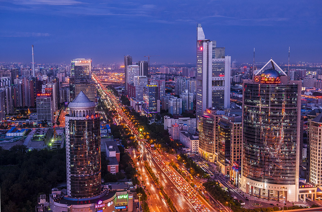 【绚丽长安街夜景摄影图片】北京国贸楼顶风光
