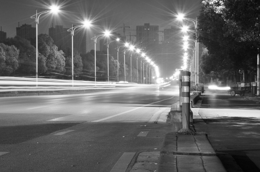 【孤独的夜摄影图片】上海市闵行区浦星公路,