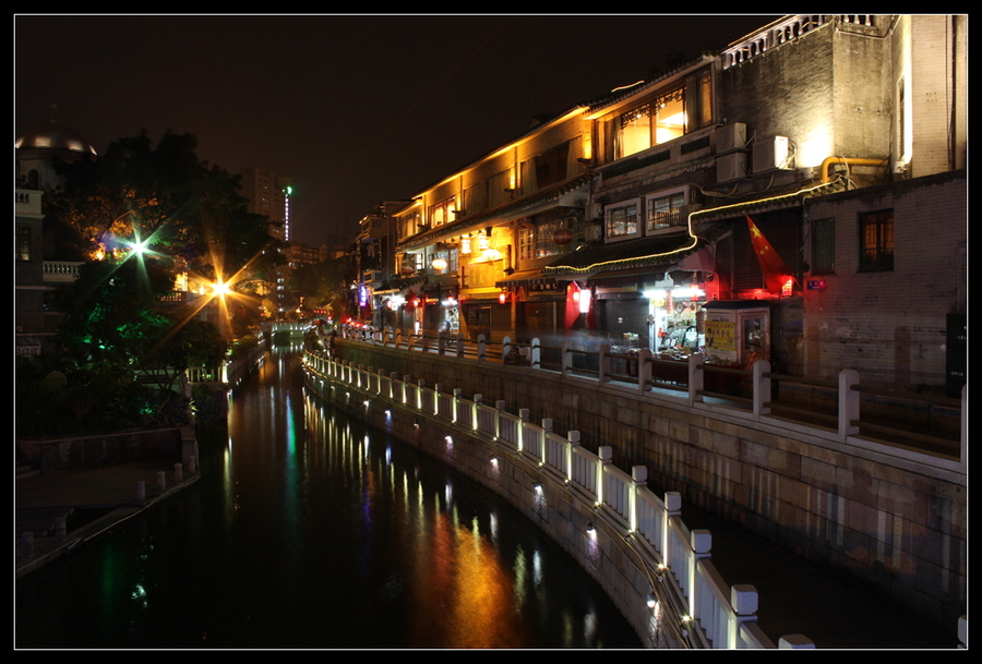 广州荔湾湖公园,荔枝湾涌夜景