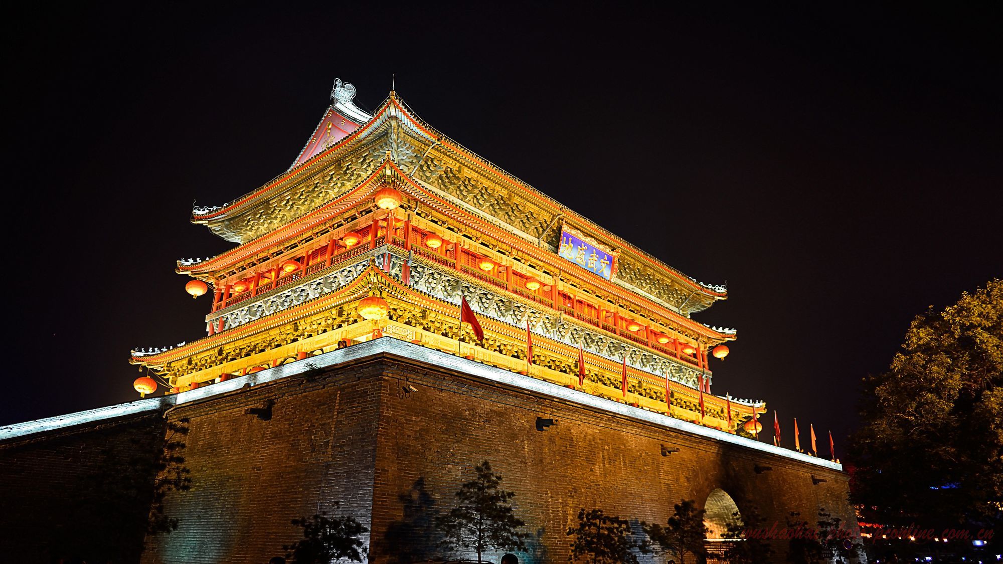 西安钟,鼓楼夜景