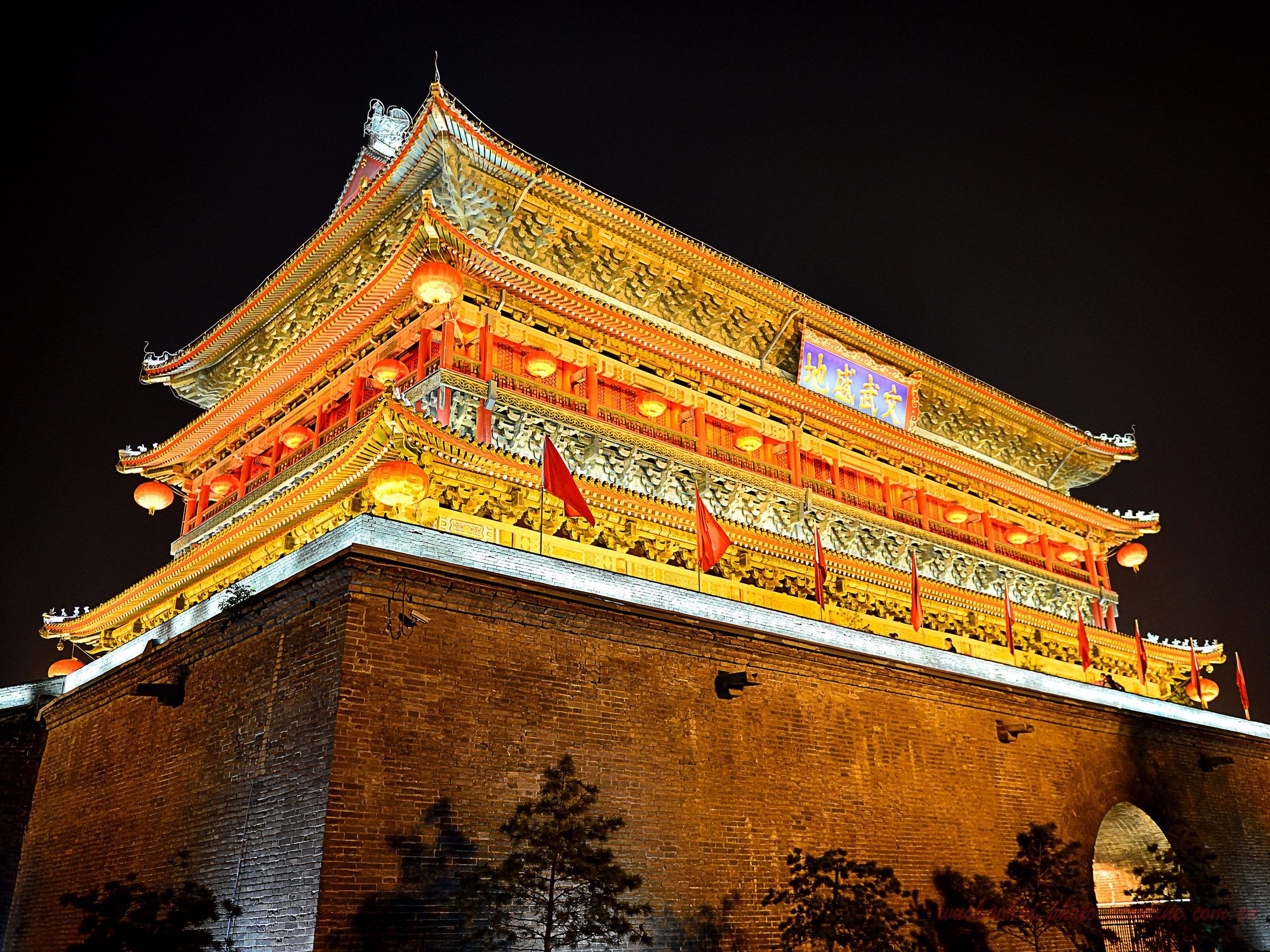 西安钟,鼓楼夜景