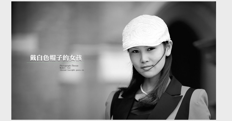 【戴白色帽子的女孩摄影图片】上海外滩人像摄