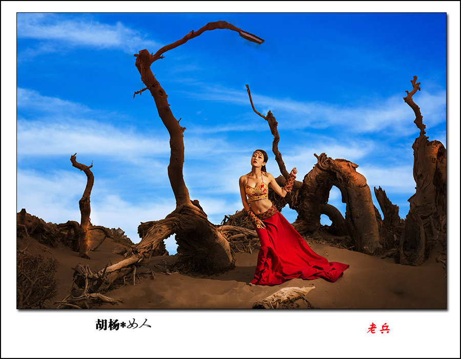 【胡杨树与女人摄影图片】内蒙古人像摄影