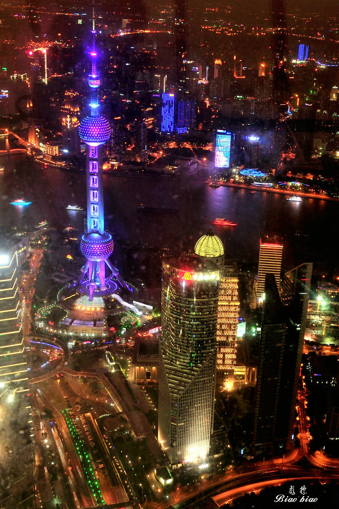 上海环球金融中心观光台俯拍夜景