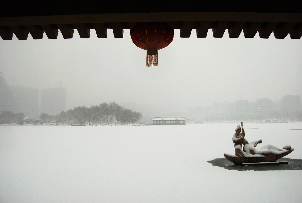 西安曲江雪景