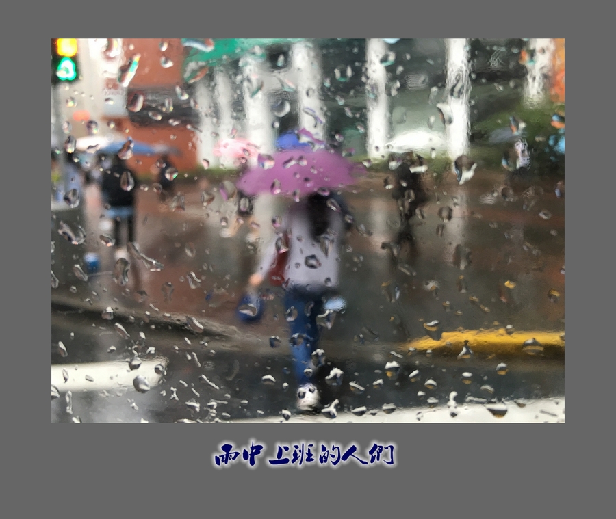 【雨中上班的人们摄影图片】公交车纪实摄影