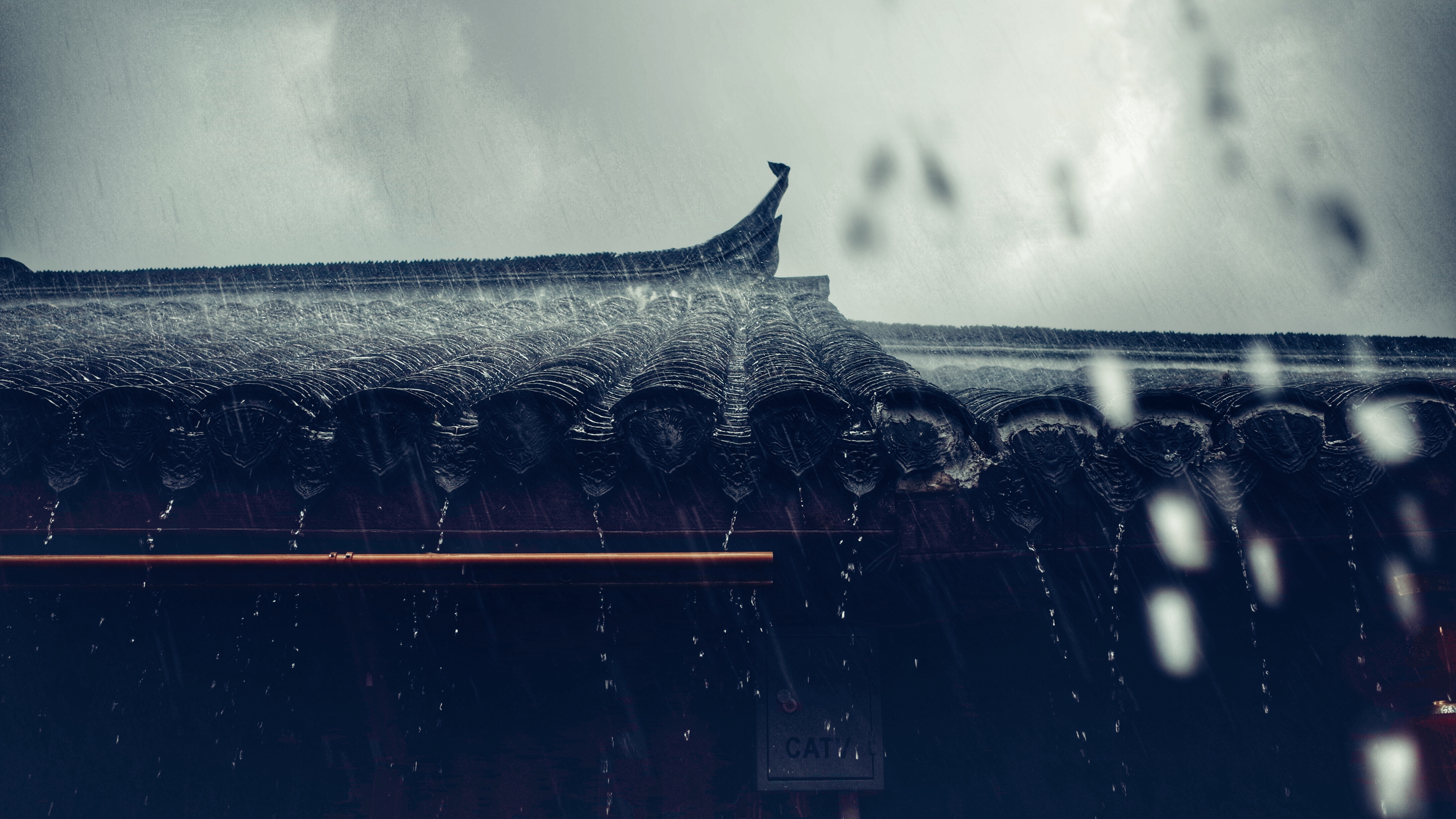 如皋老街大雨天,如梦似幻入江南