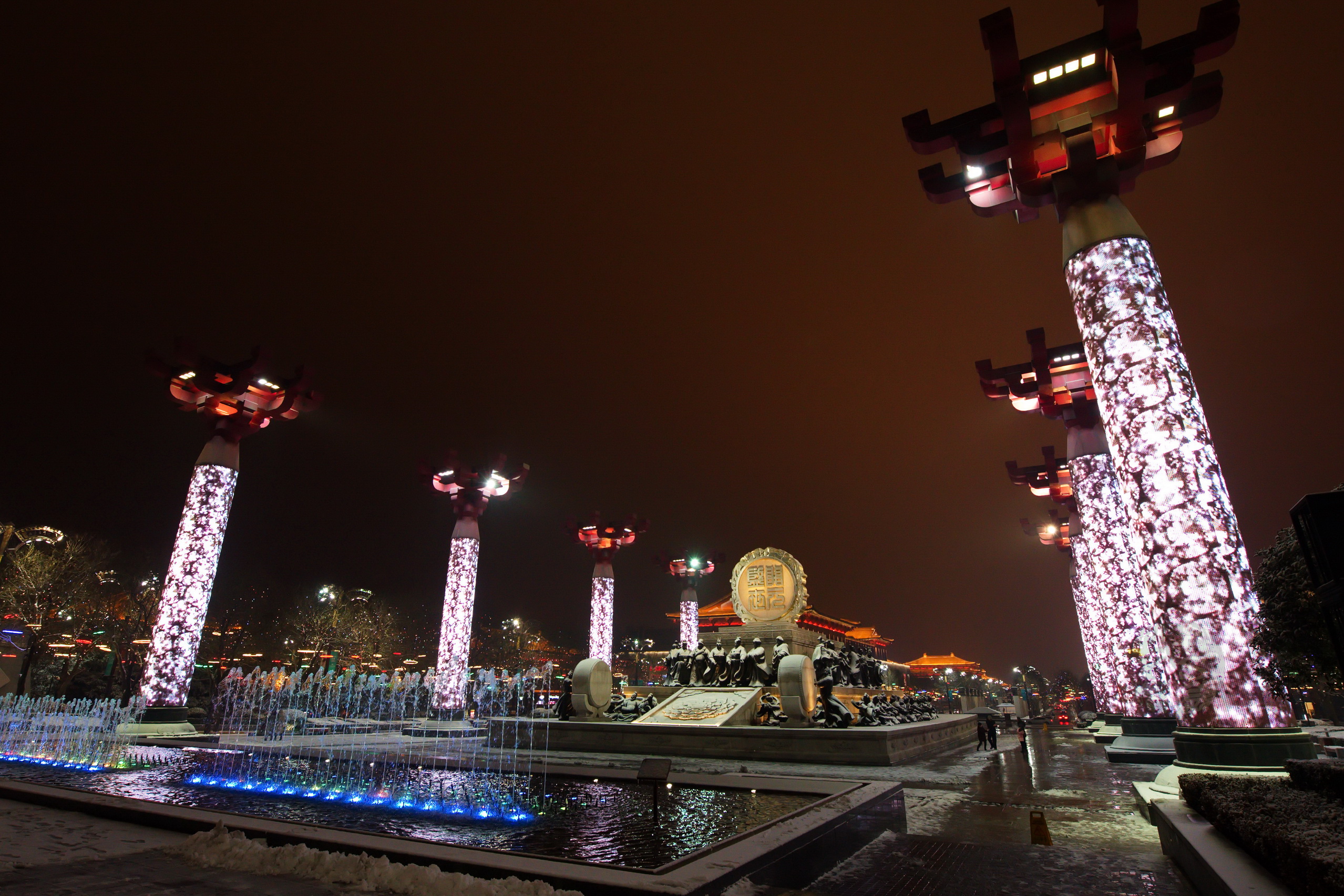 雪夜即景-大唐不夜城暨大雁塔广场