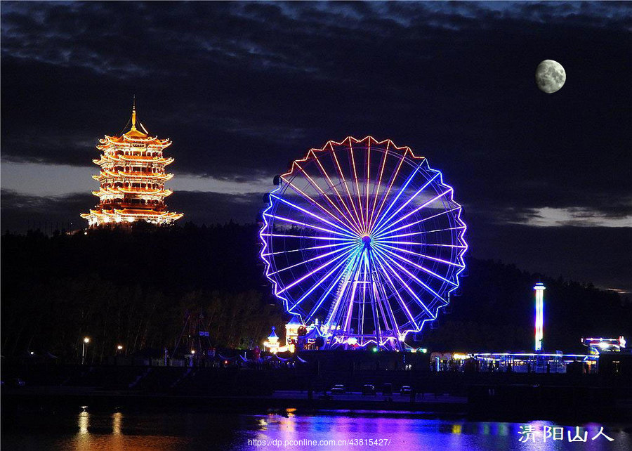 宝清县风景{东湖夜景1}清阳山人