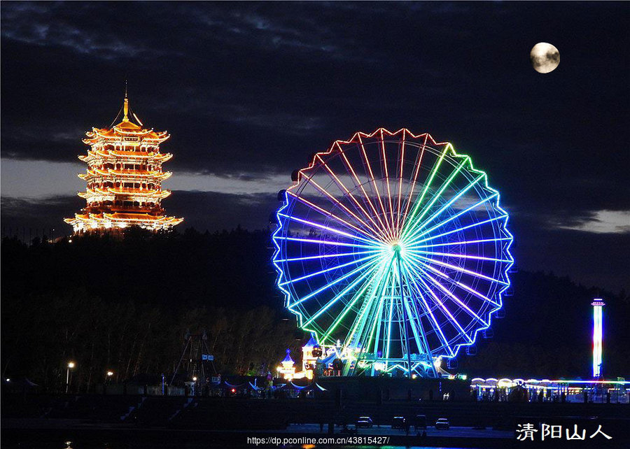 宝清县风景{东湖夜景1}清阳山人