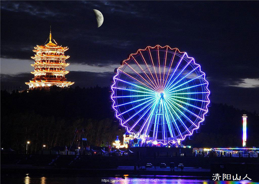 宝清县风景{东湖夜景1}清阳山人