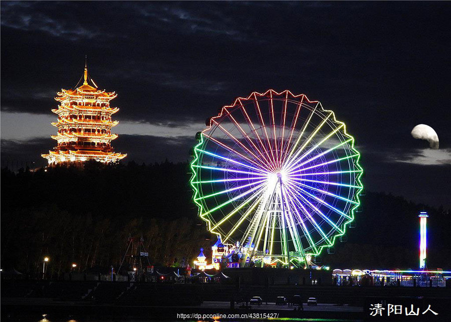 宝清县风景{东湖夜景1}清阳山人