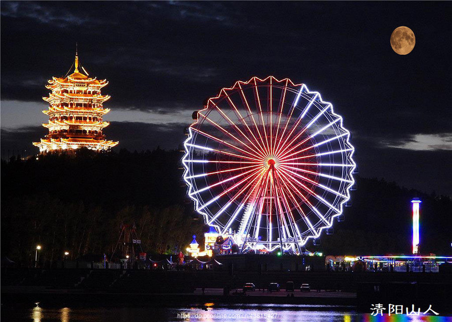 宝清县风景{东湖夜景1}清阳山人