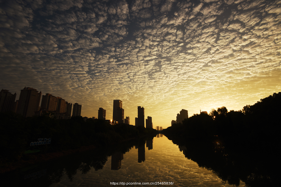 湖映朝晖泛锦光