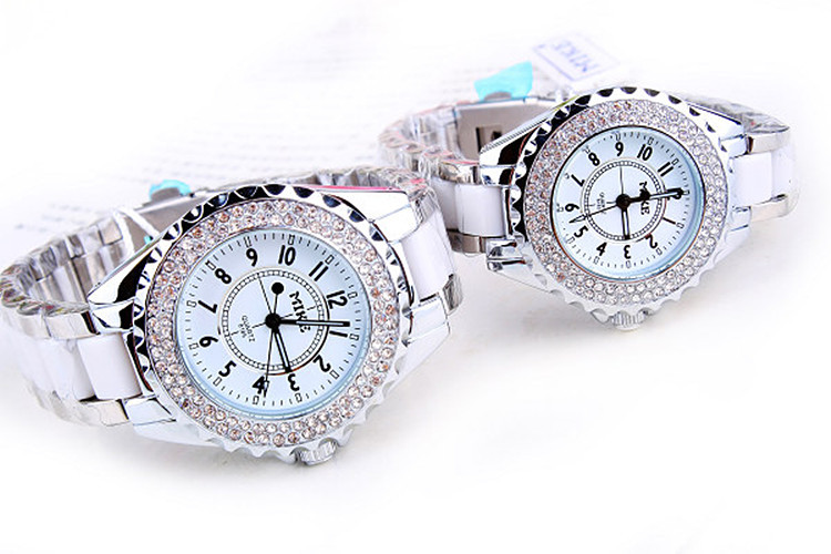 杨幂同款手表香港MIKE正品陶瓷水钻系列手表