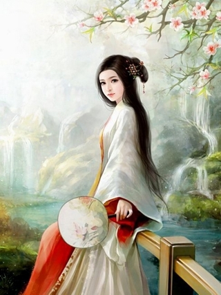 【唯美古风系美女插画手机壁纸图片