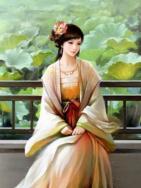 唯美古风系美女插画手机壁纸图片