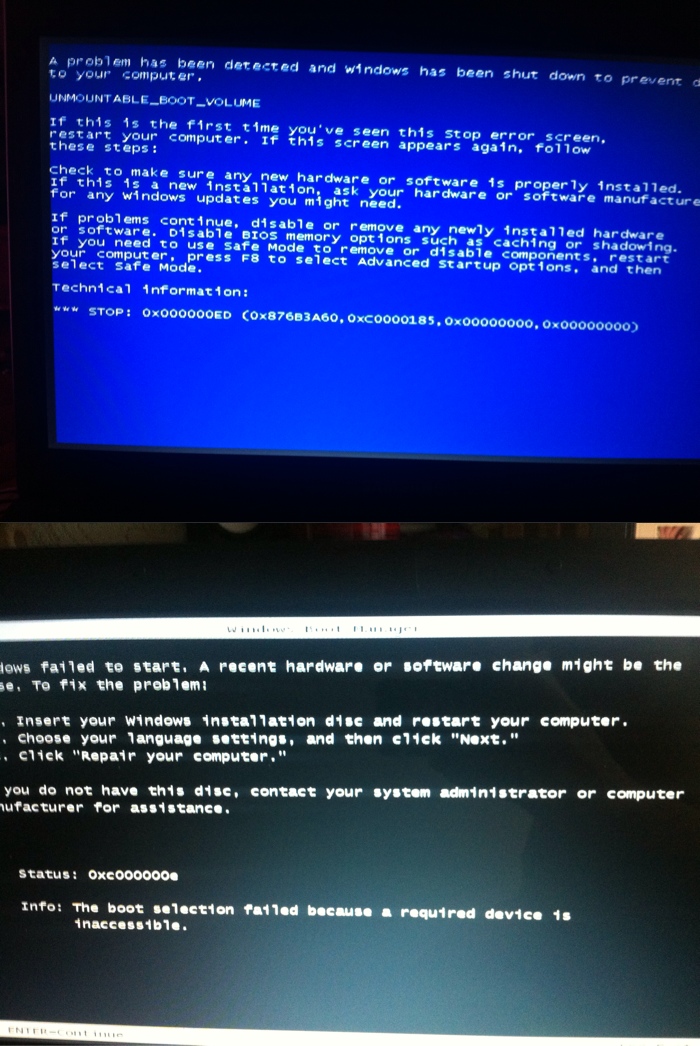 本本win7蓝屏一直重启,开机时有个启动修复,错误代码0xc000000e,蓝屏