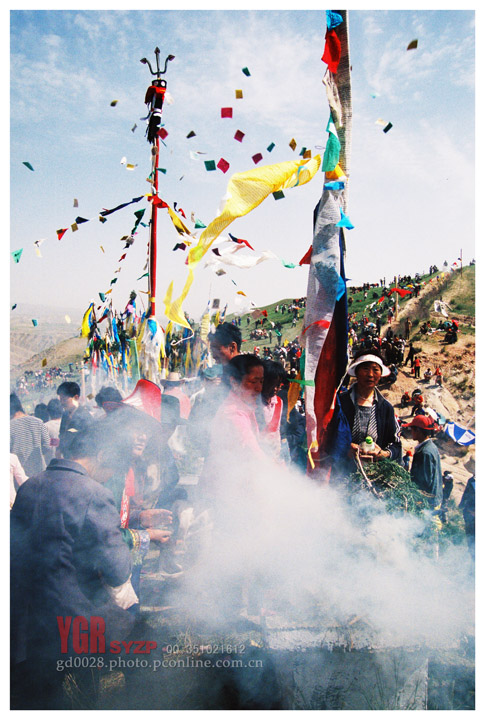 【裕固族风俗-祭鄂博(负片)摄影图片】甘肃 肃南纪实摄影_太平洋电脑