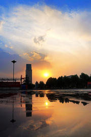 雨为绿城抹浓彩