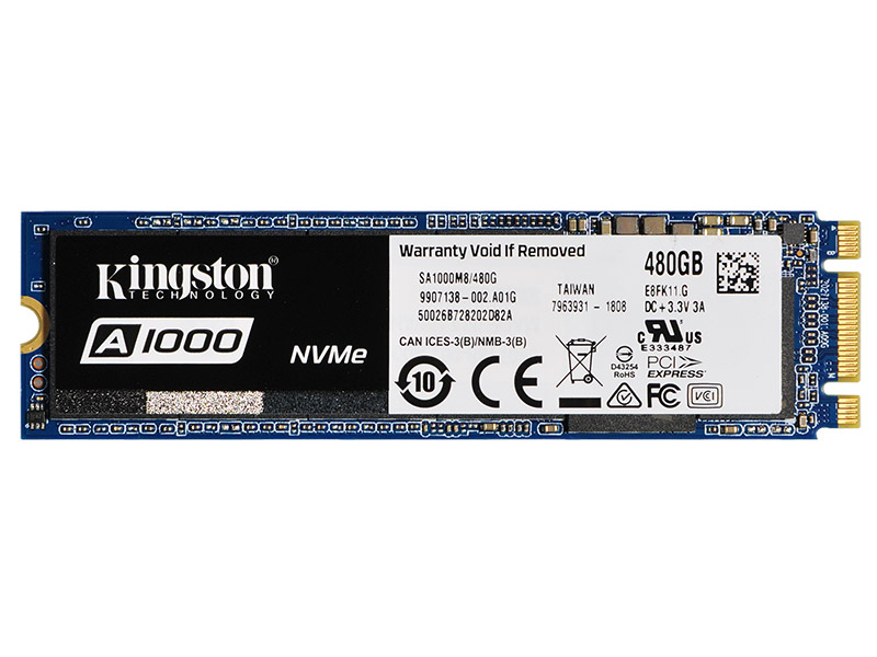 金士顿A1000 NVMe M.2 480G  正面