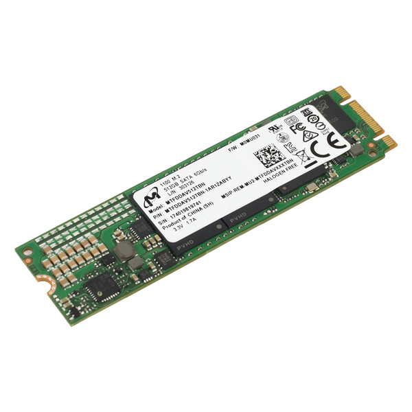 美光1100 512G M.2 SATA 2280 SSD固态硬盘45度正面