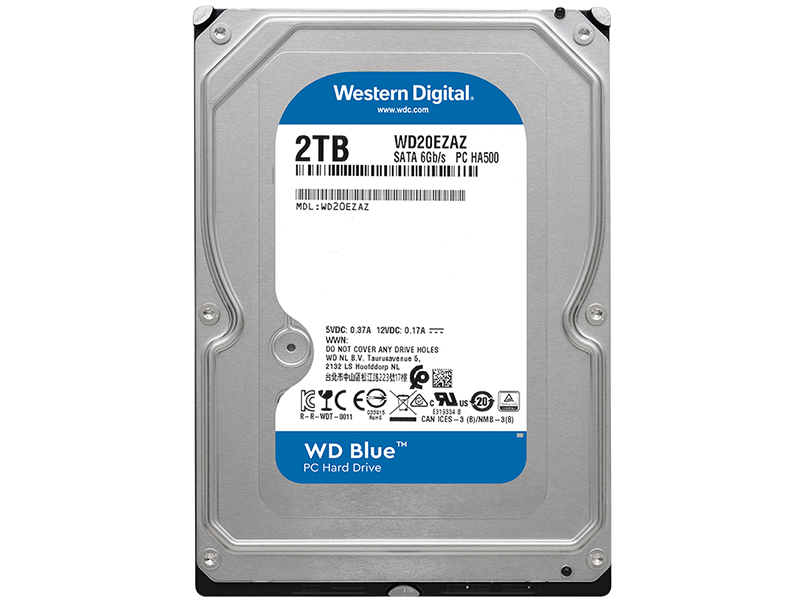 西部数据蓝盘 2TB 256M SATA 硬盘(WD20EZAZ)