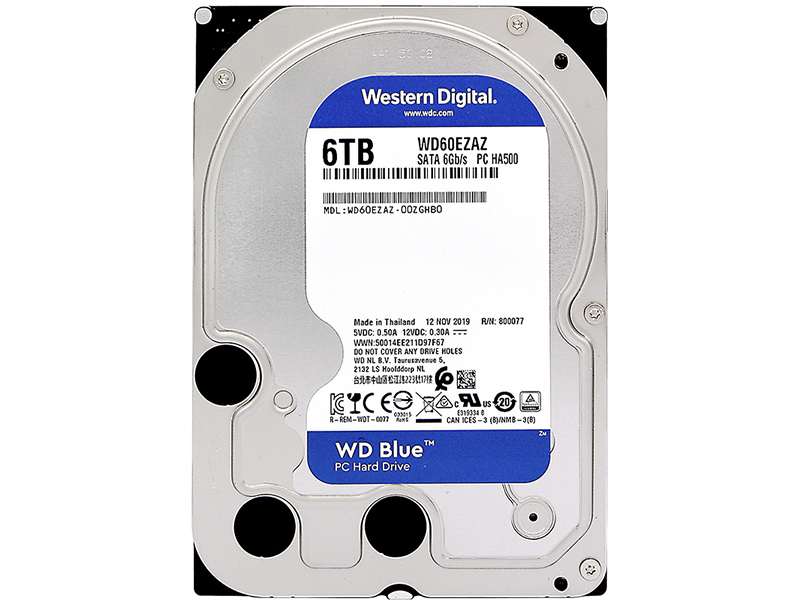 西部数据蓝盘 6TB 256M SATA 硬盘(WD60EZAZ)