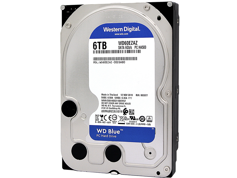 西部数据蓝盘 6TB 256M SATA 硬盘(WD60EZAZ)