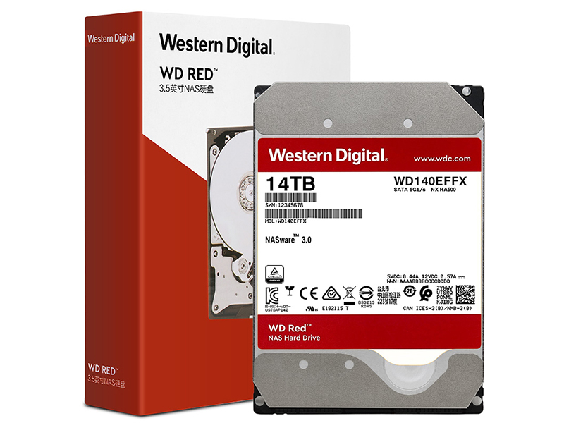 西部数据红盘 14TB 512M SATA 硬盘(WD140EFFX)