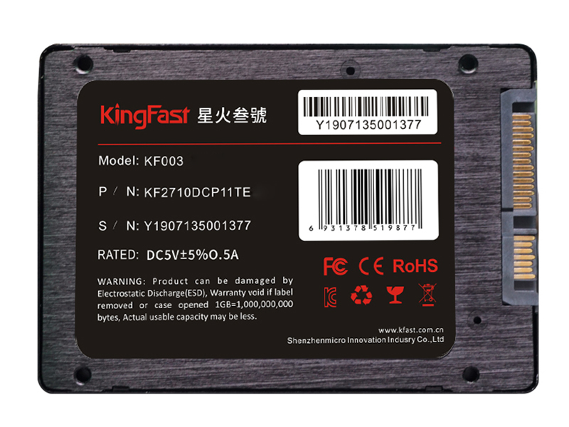 金速KF003 240GB SATA3 SSD背面