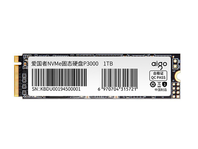 aigo P3000 1TB M.2 SSD 正面