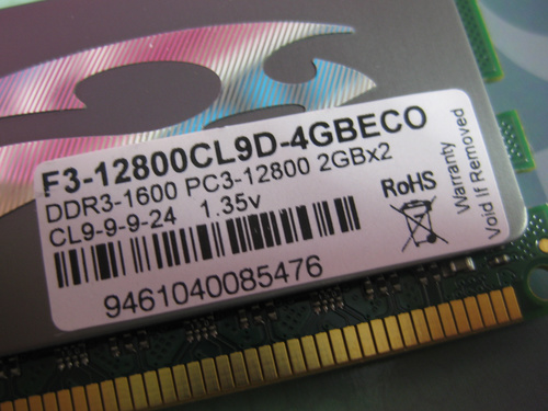 芝奇DDR3 1600 4G套装