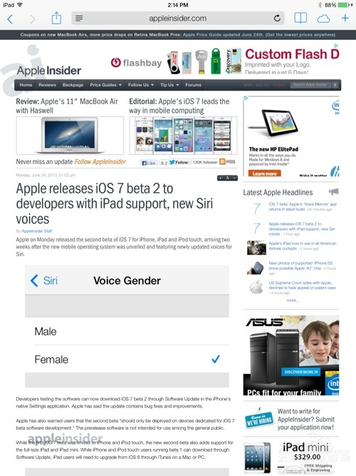 苹果iPad Air(16G/3G版)ios7屏幕图