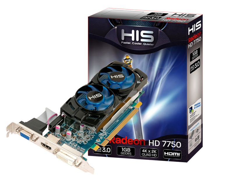 盈通HIS 7750 iCooler 1GB GDDR5 PCI-E DVI/HDMI/VGA