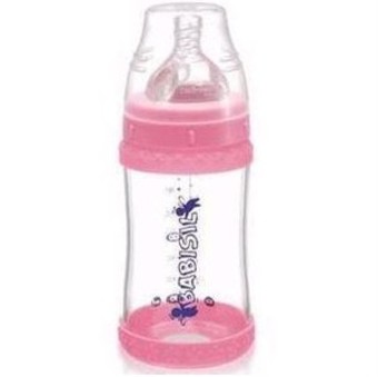 贝儿欣8安士宽口径玻璃奶瓶连保护环(粉红色)