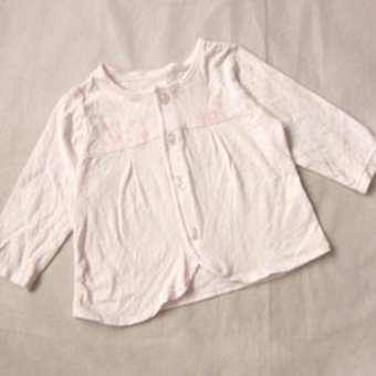 阳光鼠粉色薄棉长袖小开衫T恤