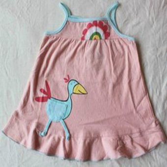 阳光鼠粉色小鸟图案吊带裙